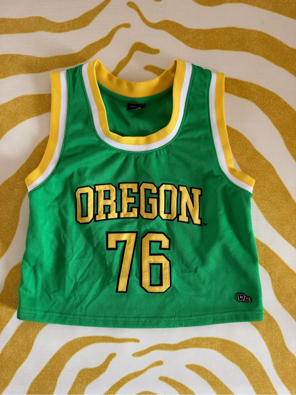 University of Oregon Green & Yellow Cropped Athletic Tank Top